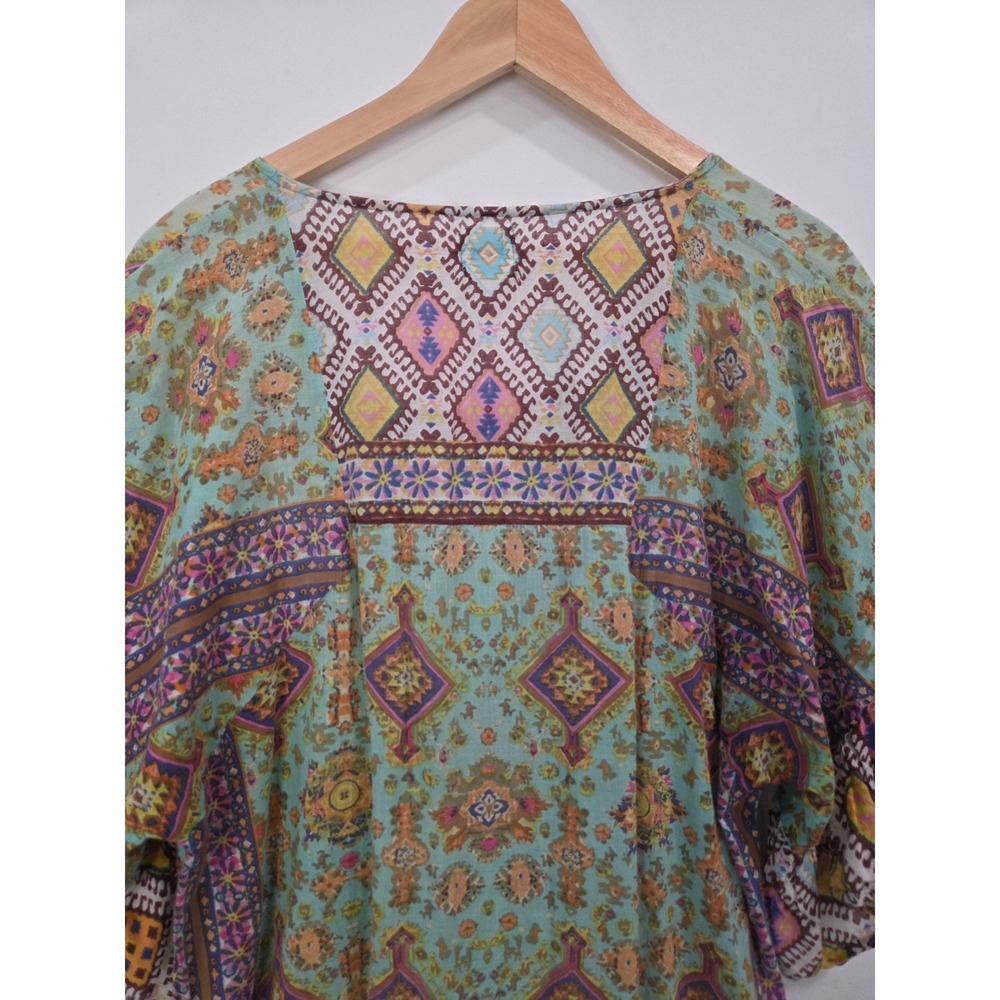 India Cotton Boho Tunic Dress Large Beaded Tassel Beachy Festival Top - Picture 7 of 11